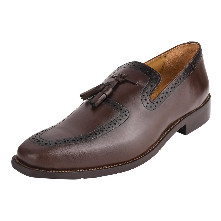 Tassel Loafer Leather Tassels Shoes - Brown