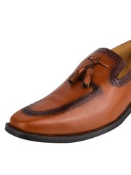Tassel Loafer Leather Tassels Shoes - Tan