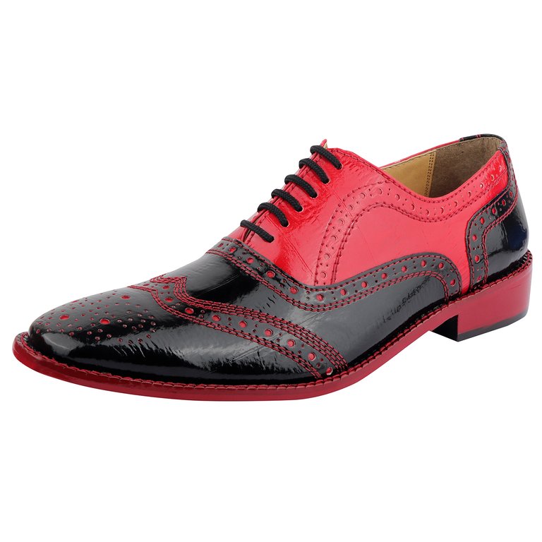 Tremont Man Made Oxford Style Dress Shoes - Black/ Red