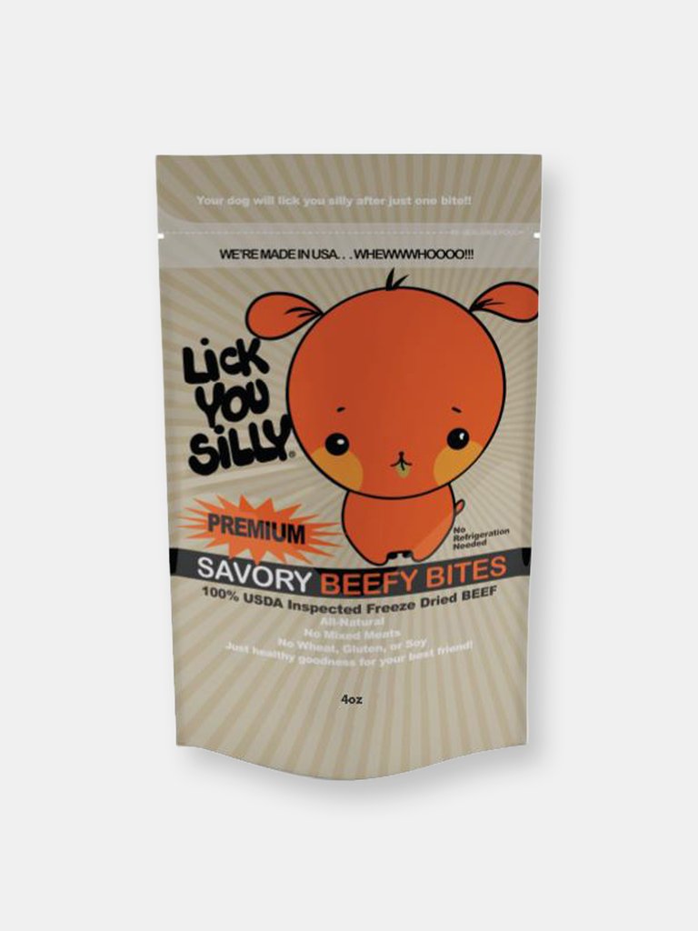Lick You Silly Freeze-Dried Savory Beef Bites Dog Treats  – All-Natural USDA, Gluten, Grain & Wheat Free – Dog Training Treats