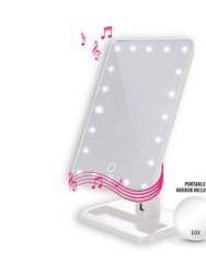 Led Vanity Mirror With Hands Free Calling And Bluetooth Speaker - White