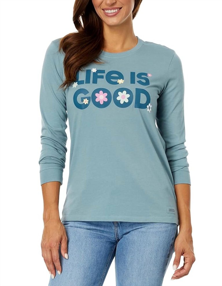 Daisies Long Sleeve Tee In Smoky Blue - Smoky Blue