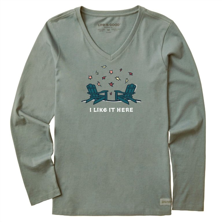 Mens' Adirondacks I Like It Here Fall Shirt In Moss Green - Moss Green