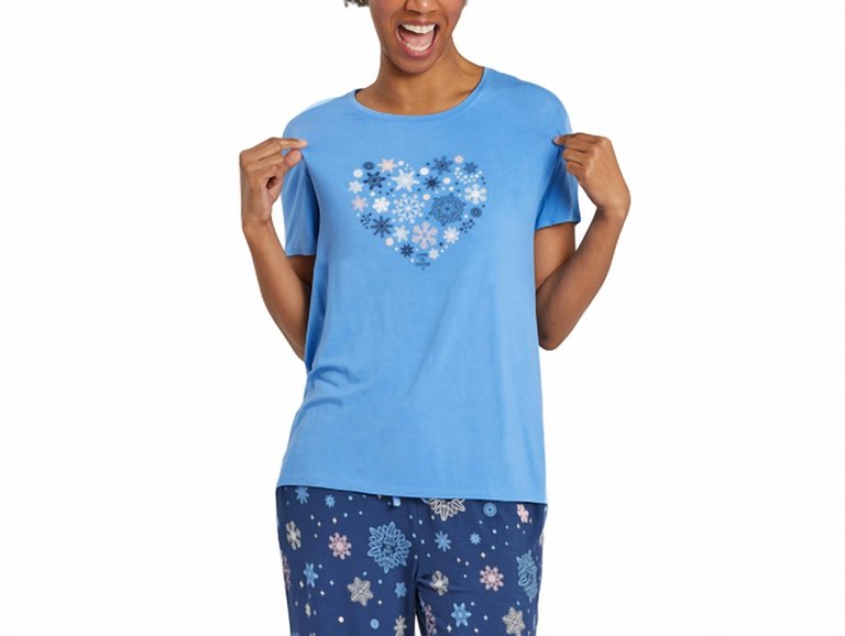 Snowflake Heart Lightweight Tee In Cornflower Blue - Cornflower Blue