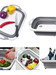 3-1 Multi Function Collapsible Cutting Board Drain Basket for Fruits Vegetable Meat Food Preparation