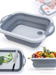 3-1 Multi Function Collapsible Cutting Board Drain Basket for Fruits Vegetable Meat Food Preparation