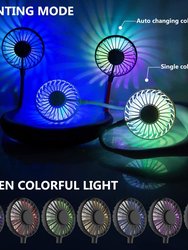 Black Handsfree Portable Neck Fan Usb Charge Color Changing 3 Settings