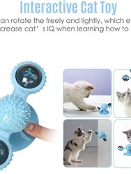 Blue Interactive Indoor Windmill Cat Toy with Catnip and Bells