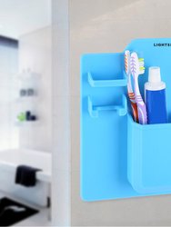 Blue Silicone Waterproof Toothbrush Razor Holder Organizer for Shower Bathroom
