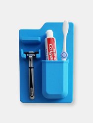 Blue Silicone Waterproof Toothbrush Razor Holder Organizer for Shower Bathroom - Blue