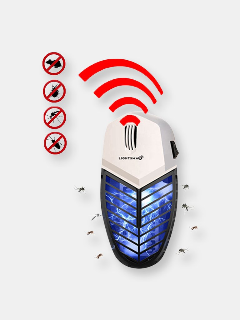 Electric Plug in Mosquito Zapper Killer Ultrasonic Pest Repeller Dual Modes - White/Blue