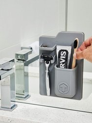 Grey Silicone Waterproof Toothbrush Razor Holder Organizer for Shower Bathroom