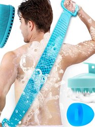 Silicone Shower Back Scrubber Cleaner Washer for Men Women Children Kid - 29.7"/28"