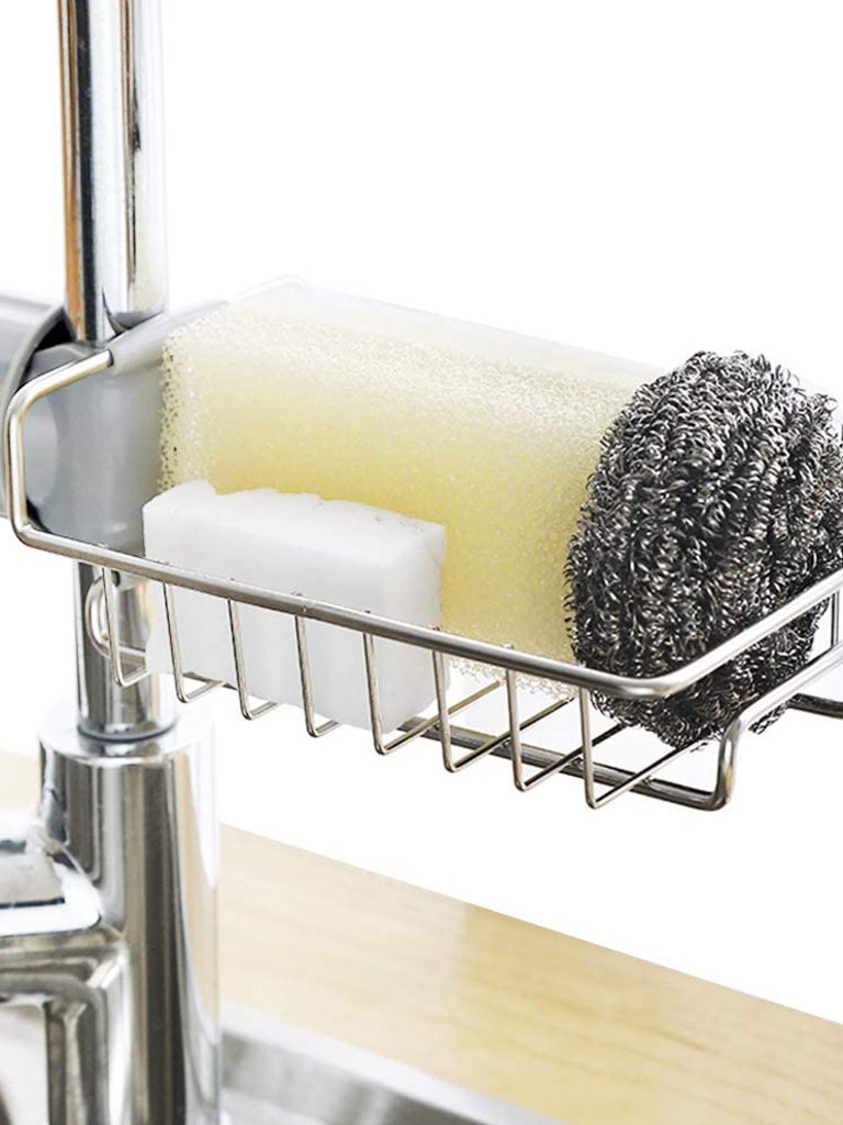 Stainless Steel Kitchen Bath Sink Caddy Sponge Soap Organizer Holder