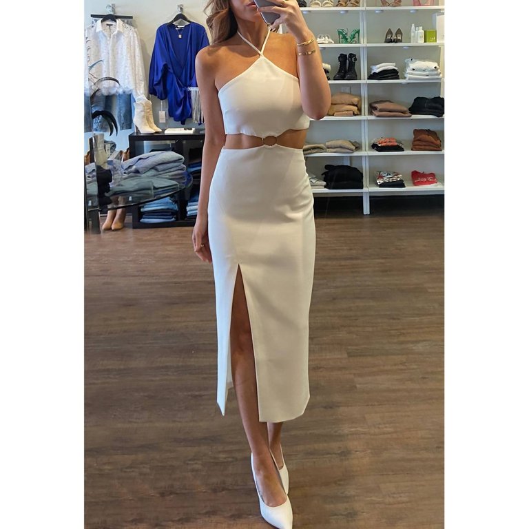 Women's Crissy Halter Cutout Midi Dress In White