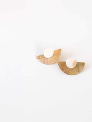 3-in-1 Light Two-Tone Circle and Halfmoon Geometric Studs - Mother of Pearl Earrings