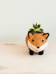 Baby Fox Planter - Handmade Pot - Orange/White/Black