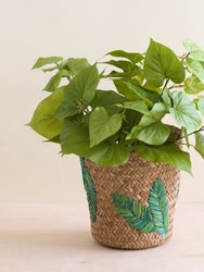 Banana Leaf Embroidery Soft Woven Basket - Plant Baskets
