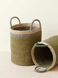 Baskets With Handle, Set Of 2 - Natural Baskets