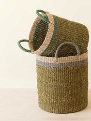 Baskets With Handle, Set Of 2 - Natural Baskets