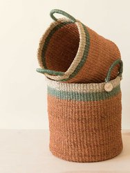 Baskets With Handle, Set Of 2 - Woven Baskets