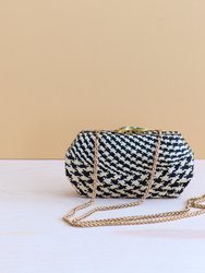 Black Houndstooth Clutch - Handwoven Clutch