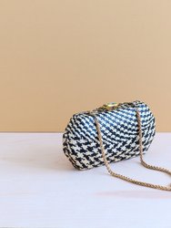 Black Houndstooth Clutch - Handwoven Clutch