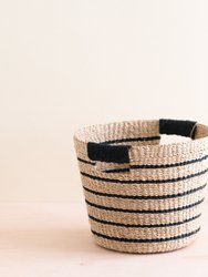 Black + Natural Striped Tapered Basket - Modern Baskets - Black & Natural