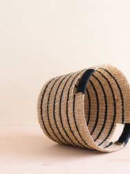 Black + Natural Striped Tapered Basket - Modern Baskets