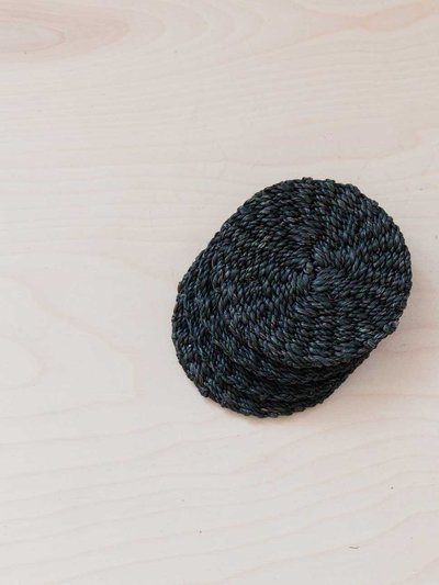 LIKHA Black Round Braided Coasters Set Of 4 - Natural Fiber product