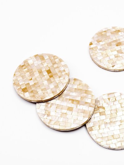 LIKHA Blocked Nude Mother-Of-Pearl Coasters product