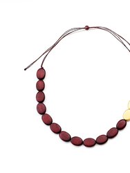 Burgundy and Gold Necklace - Wooden Necklaces - Burgundy and Gold