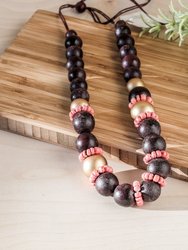 Burgundy Handmade Wooden Necklaces