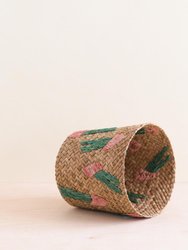 Cactus Embroidery Soft Natural Basket - Handmade Bins