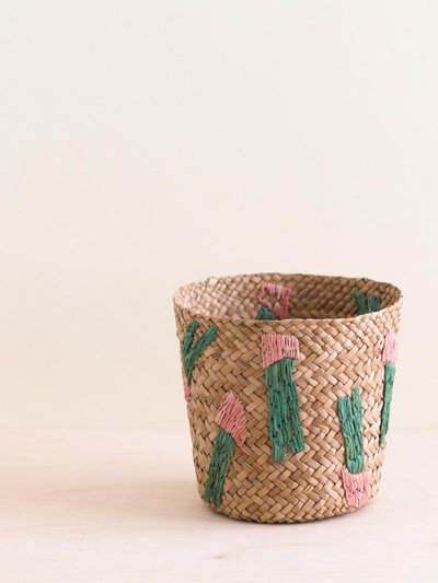 LIKHA Cactus Embroidery Soft Natural Basket - Handmade Bins product