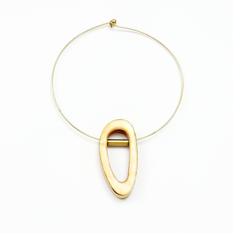 Capiz Shell Necklace - Orbita Brass Choker - Gold