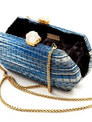 Denim Blue Shibori-Pattern Clutch - Handcrafted Clutches