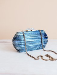 Denim Blue Shibori-Pattern Clutch - Handcrafted Clutches