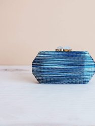 Denim Blue Shibori-Pattern Clutch - Handcrafted Clutches - Denim Blue