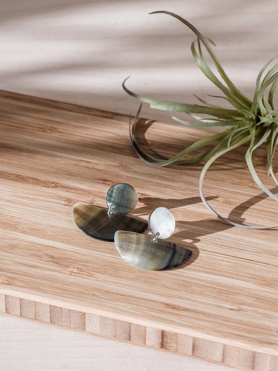 LIKHA Geometric Earrings, Iridescent Grey - Shell Jewelry product