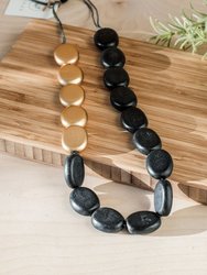 Gold and Charcoal Wooden Bead Necklace