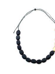 Gold and Charcoal Wooden Bead Necklace - Charcoal and Gold