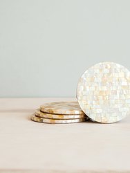 Golden Yellow Mother Of Pearl - Mosaic Coasters - Golden Yellow