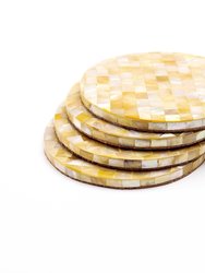 Golden Yellow Mother Of Pearl - Mosaic Coasters