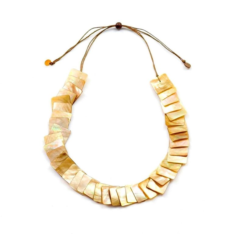 Mother of Pearl Long Necklace - Nude Brown - Nude Brown