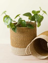 Mustard Baskets With Handle, Set Of 2 - Cylinder Baskets