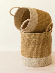 Mustard Baskets With Handle, Set Of 2 - Cylinder Baskets