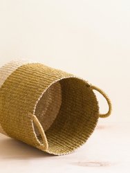 Mustard Floor Basket With Handle - Natural Baskets