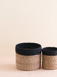 Natural + Black Tabletop Catch-All Set of 2 - Tabletop Bins