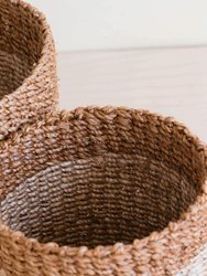 Natural + Brown Tabletop Bins Set of 2 - Wicker Baskets